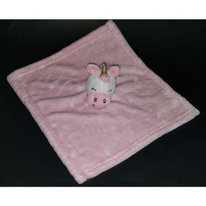 HB Unicorn Lovey Pink White Stars Plush Baby Toy Security Blanket Soft AS IS